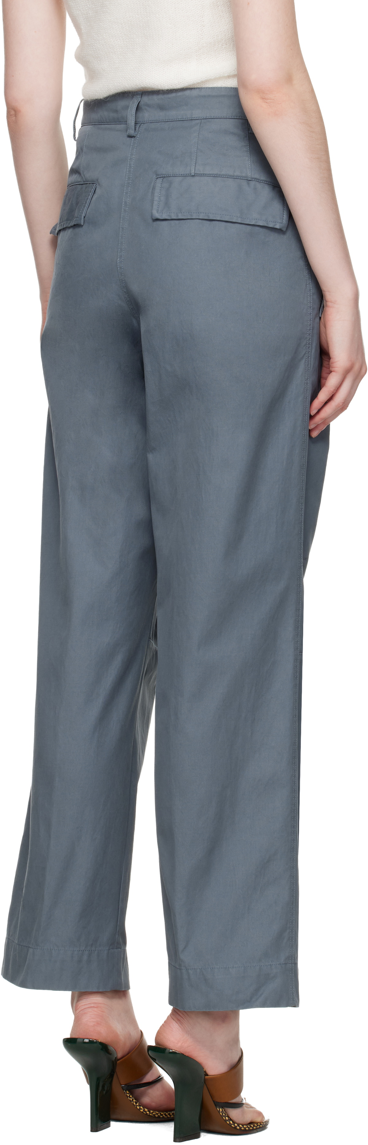 Dries Van Noten Blue Cotton Trousers