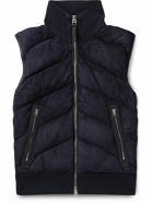 TOM FORD - Leather-Trimmed Quilted Suede and Wool Down Gilet - Blue