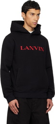 Lanvin Black 'Lanvin' Embroidered Cotton Hoodie