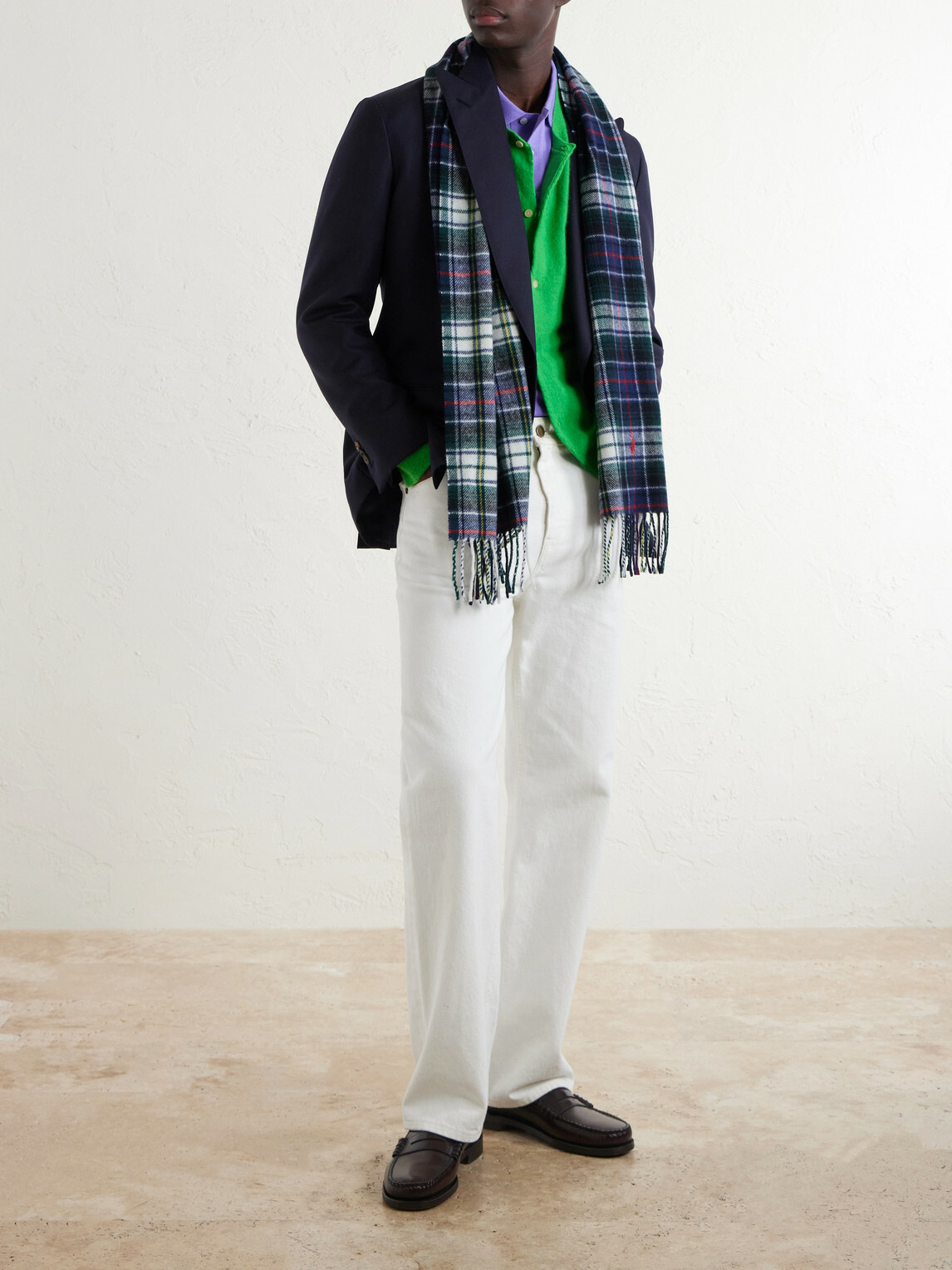 Polo Ralph Lauren - Fringed Logo-Embroidered Recycled Checked Wool-Blend Scarf