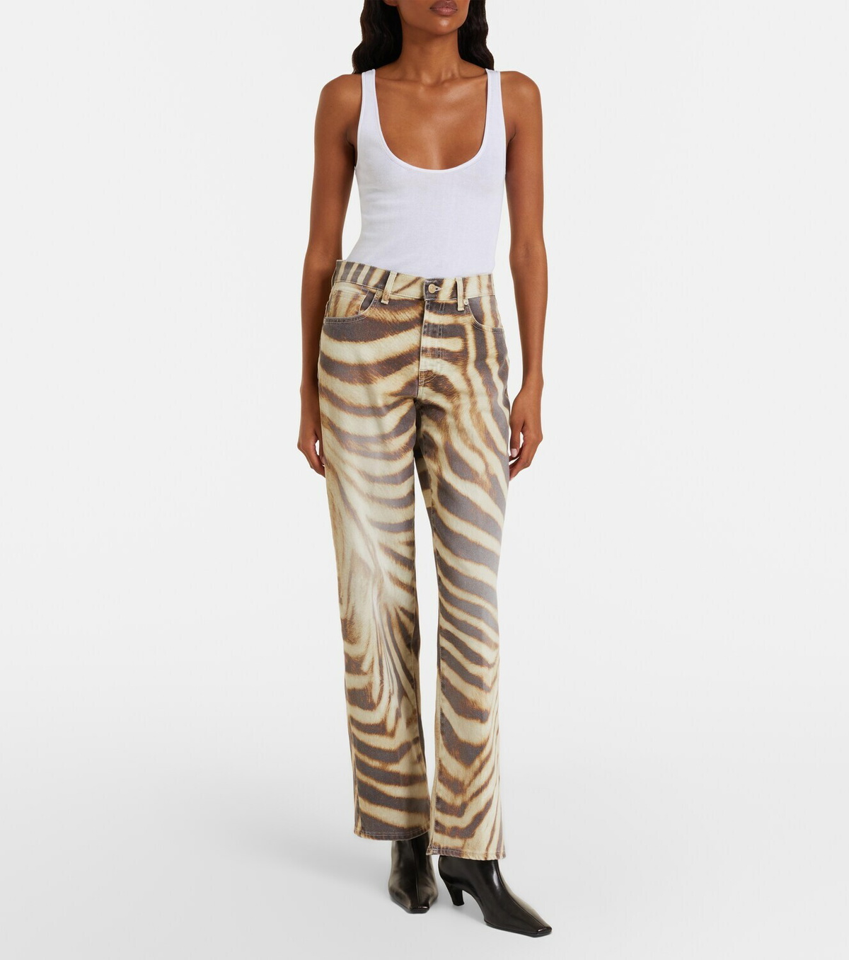 7 For All Mankind Stovepipe zebra-print straight jeans