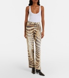 7 For All Mankind Stovepipe zebra-print straight jeans