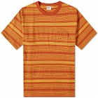 Velva Sheen Men's Made in Japan Jacquard Stripe T-Shirt in Tawny