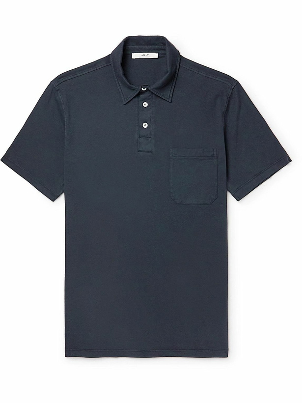 Photo: Mr P. - Garment-Dyed Organic Cotton-Jersey Polo Shirt - Blue