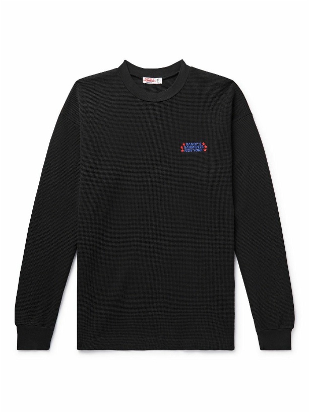 Photo: Randy's Garments - Logo-Embroidered Waffle-Knit Cotton-Jersey T-Shirt - Black