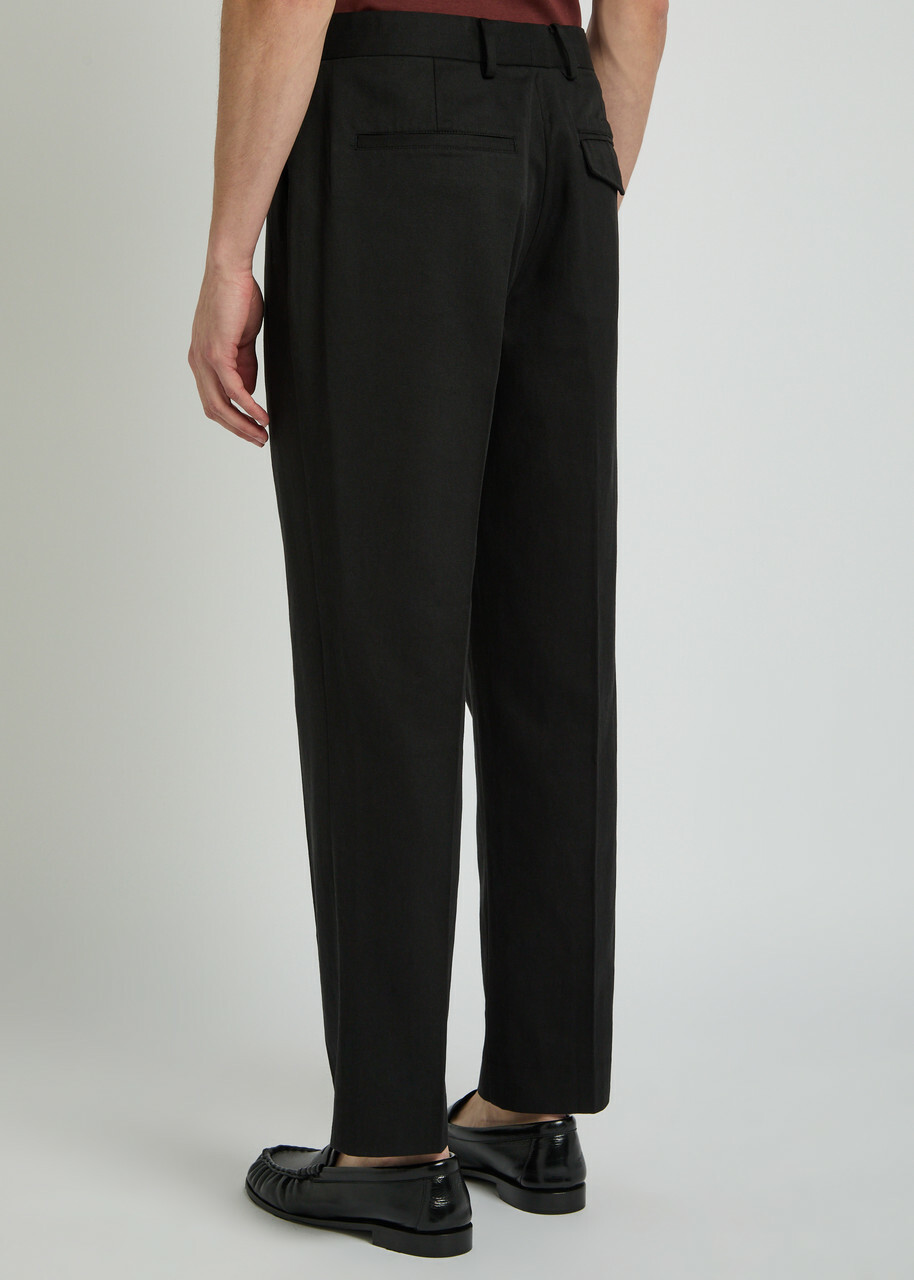 Wax London Aubyn Tapered-leg Twill Trousers Black