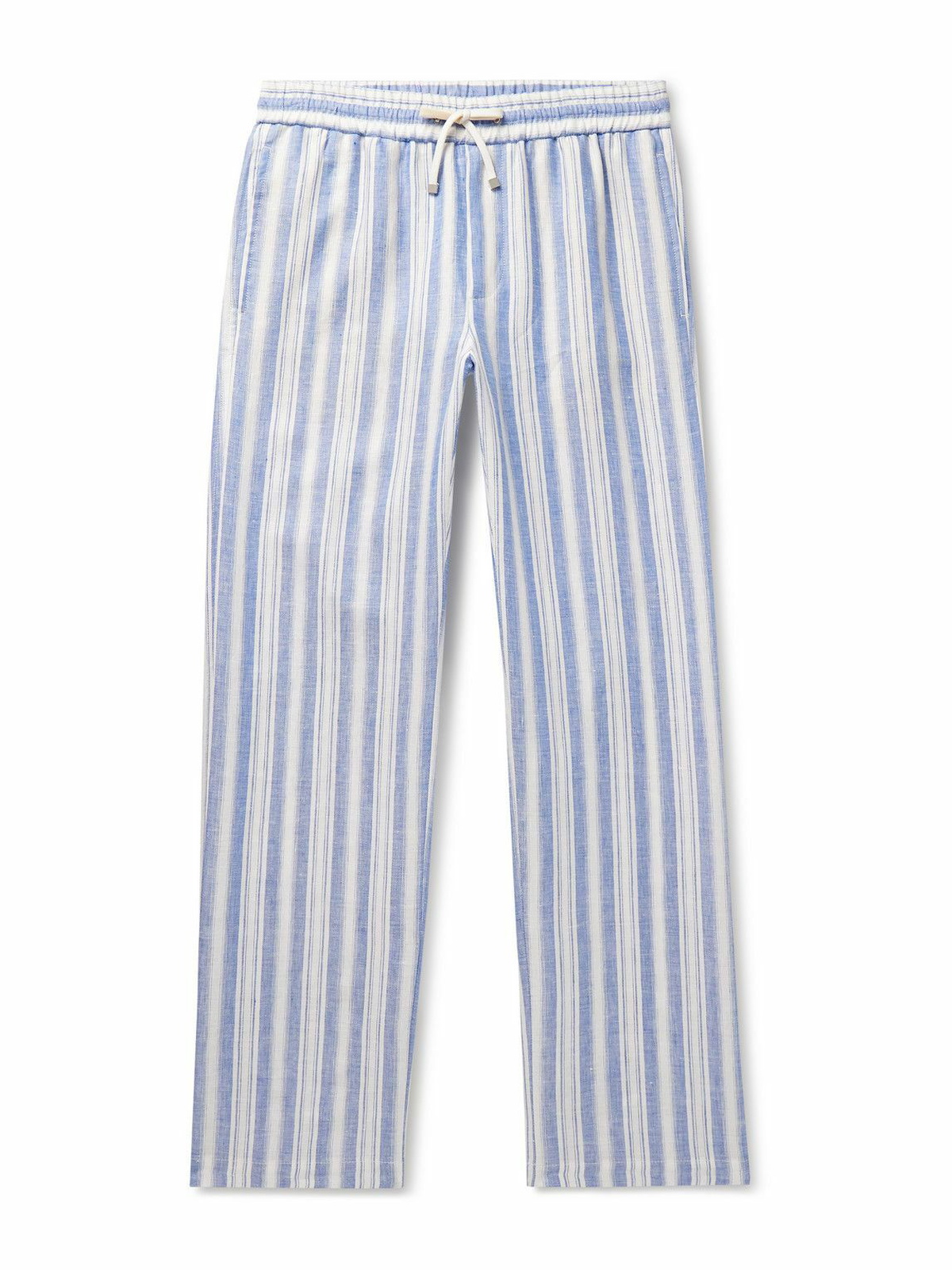 Loro Piana - Heirai Straight-Leg Striped Linen Drawstring Trousers ...