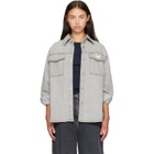 Palm Angels Gray Tree Logo Denim Overshirt