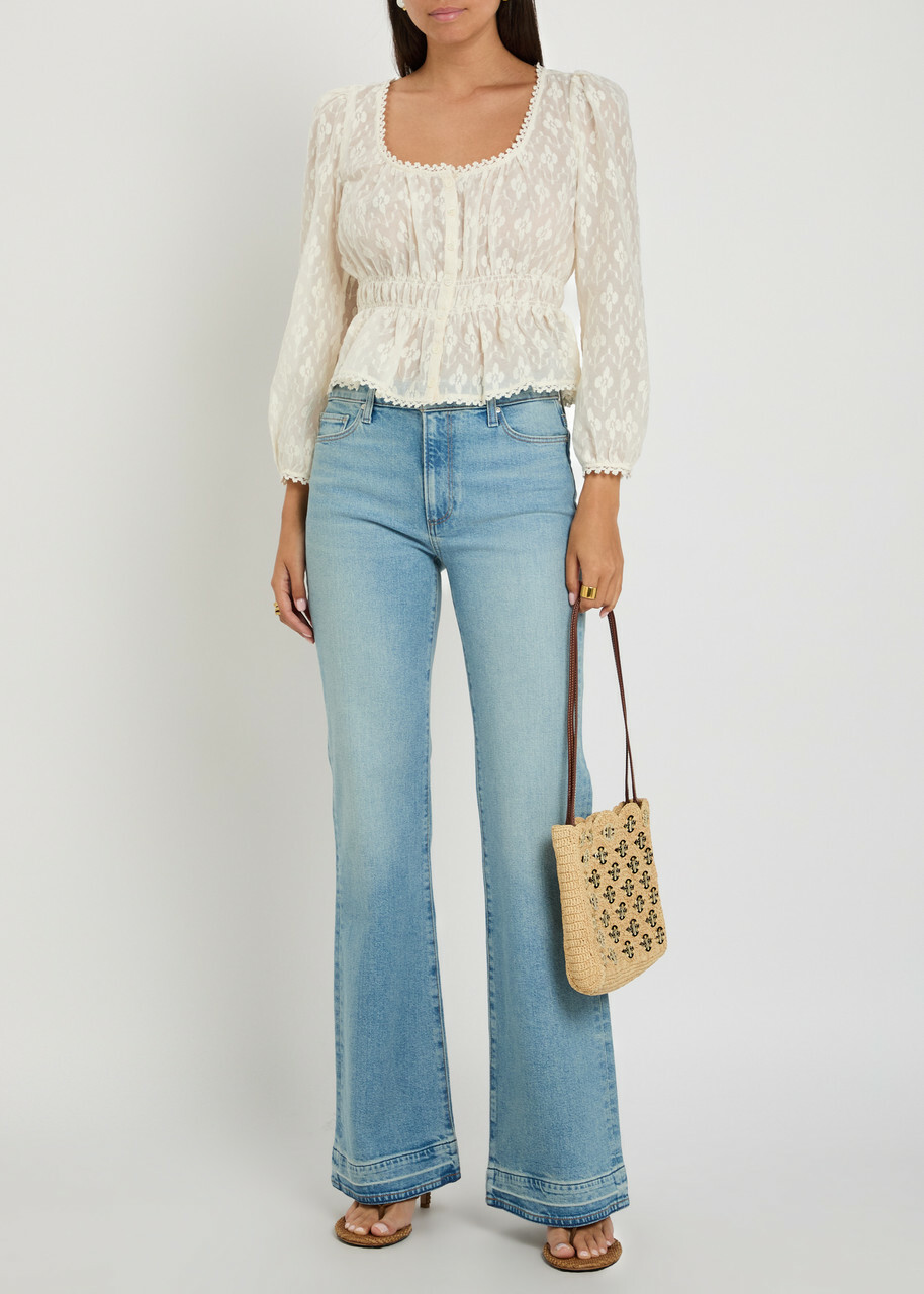 Paige Jay Embroidered Cotton and Silk-blend Blouse White