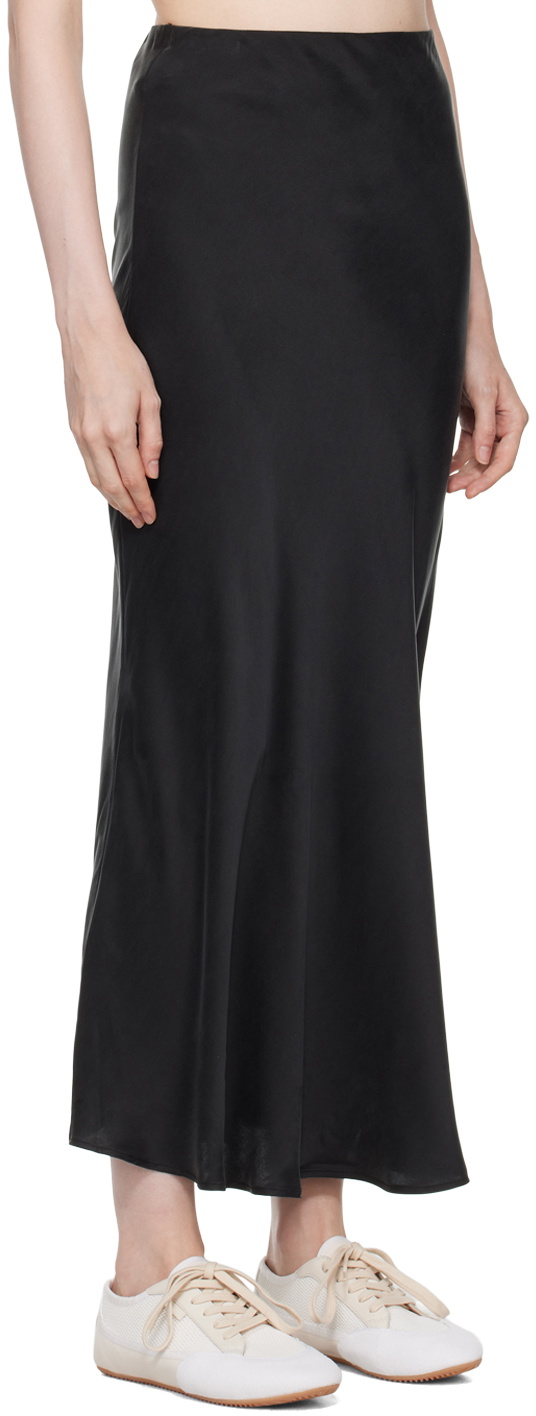 Silk Laundry Black Bias-Cut Maxi Skirt
