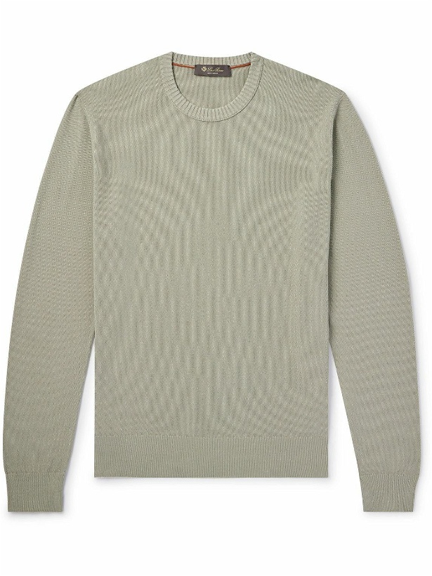 Photo: Loro Piana - Cotton and Silk-Blend Piqué Sweater - Green