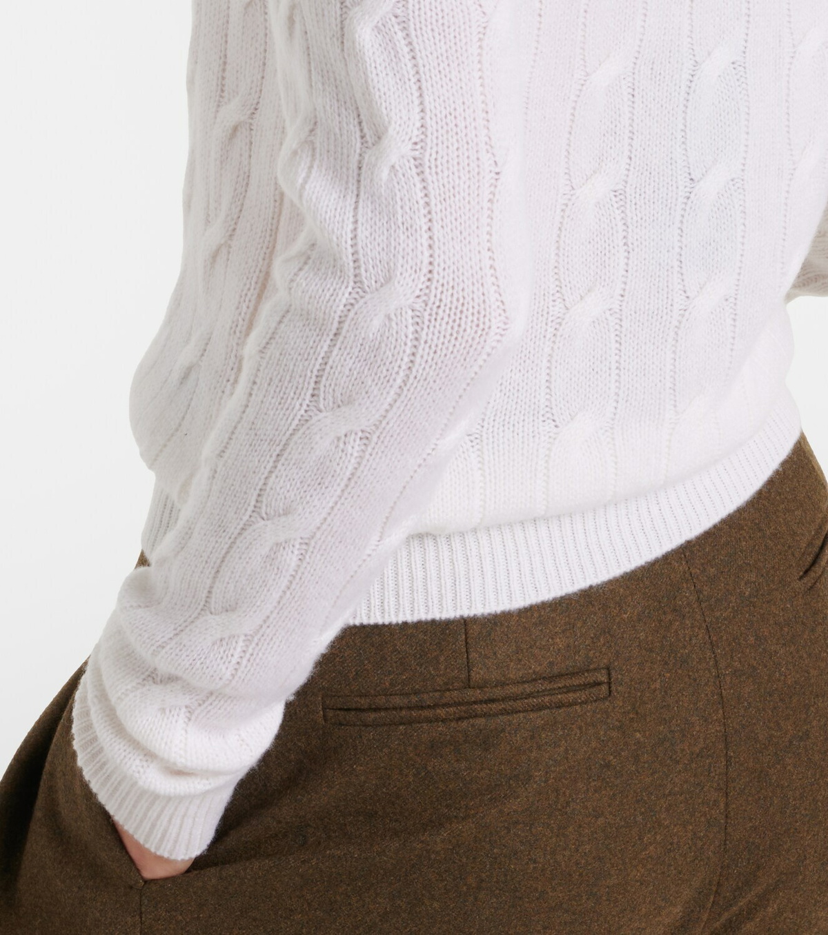 Ralph Lauren Collection Cable-knit off-shoulder cashmere sweater