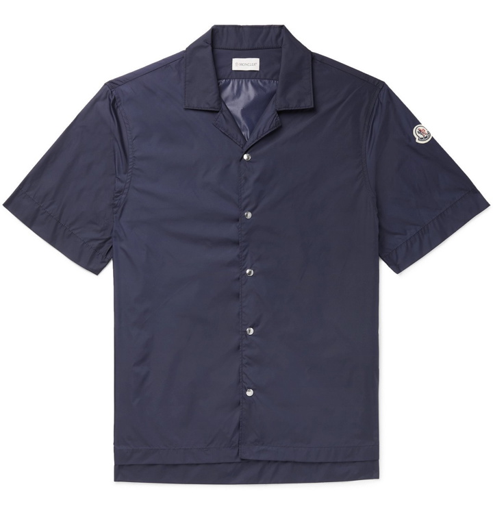 Photo: MONCLER - 2 Moncler 1952 Camp-Collar Logo-Appliquéd Nylon Shirt - Blue