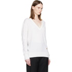 BALMAIN White V-Neck Light Sweater