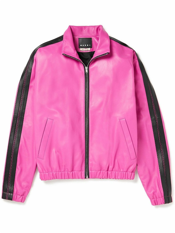 Photo: Marni - Striped Leather Track Jacket - Pink