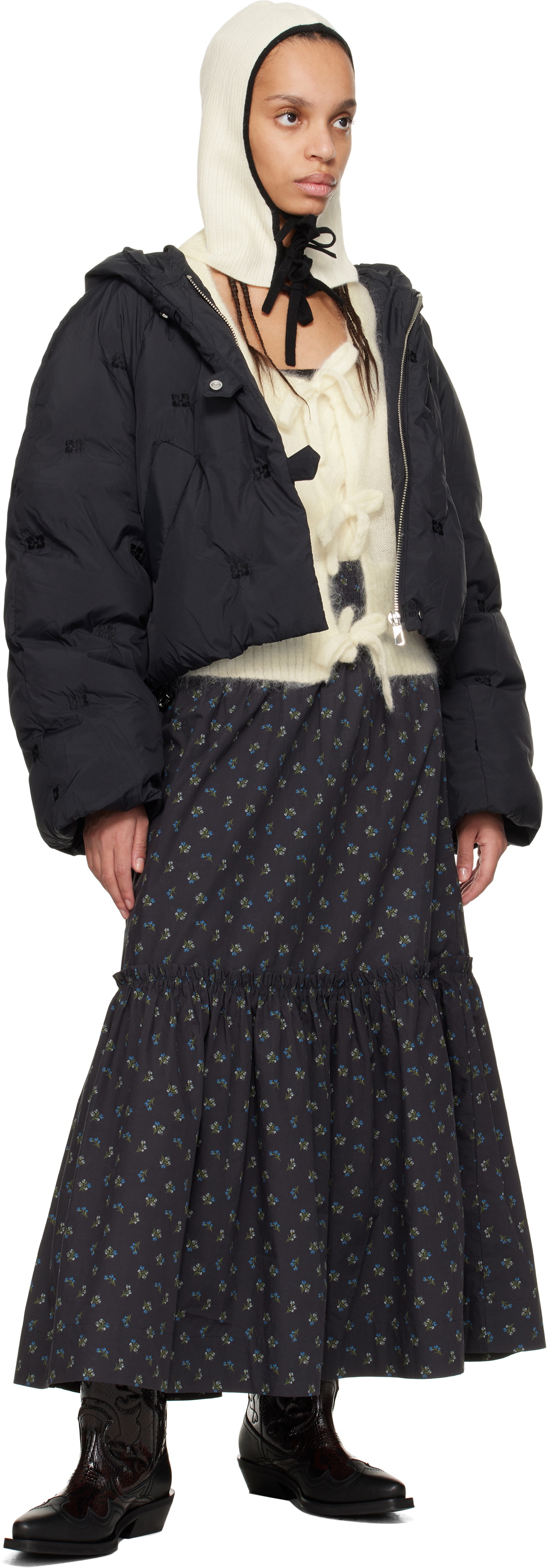 GANNI Black Short Tech Down Jacket