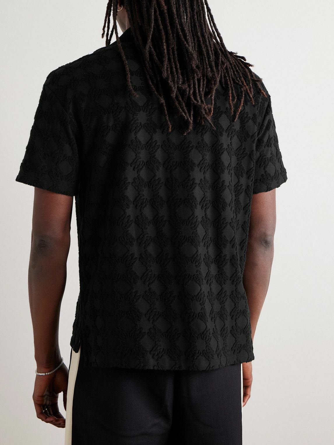 AMIRI - Logo-Embroidered Cotton-Blend Terry Jacquard Polo Shirt - Black
