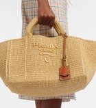 Prada Medium raffia-effect shopper