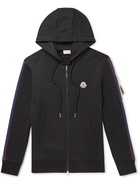 Moncler - Logo-Appliquéd Striped Cotton-Jersey Zip-Up Hoodie - Black