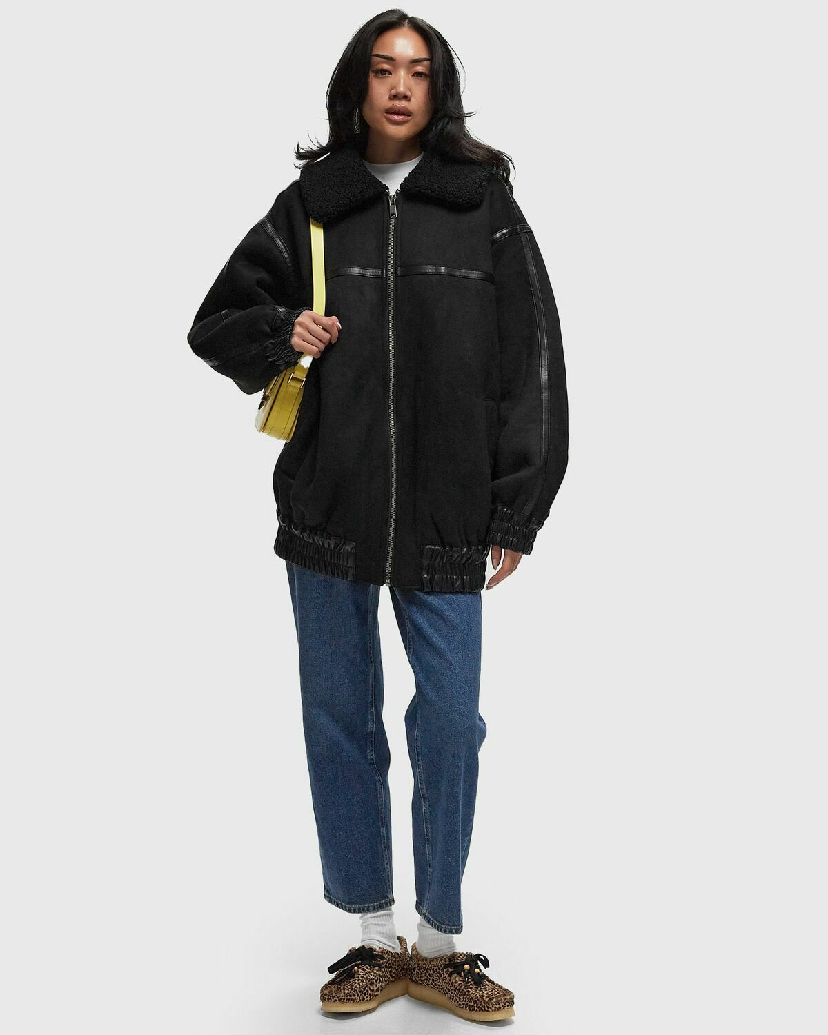 Rotate Birger Christensen Oversized Bomber Jacket Black Bomber Jackets