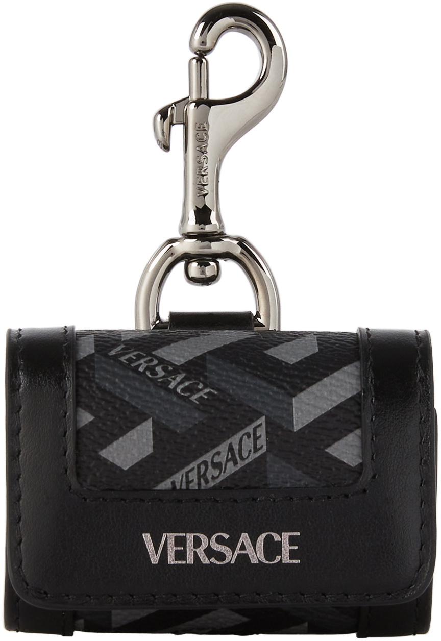 Versace Greca Lanyard Card Case in Blue for Men