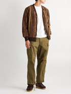 Beams Plus - Striped Fleece Cardigan - Brown