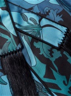 TOM FORD - Tasselled Piped Floral-Print Silk-Twill Robe - Blue