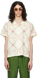 HARAGO Off-White Embroidered Shirt