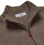 Inis Meáin - Mélange Wool and Linen-Blend Half-Zip Sweater - Neutrals