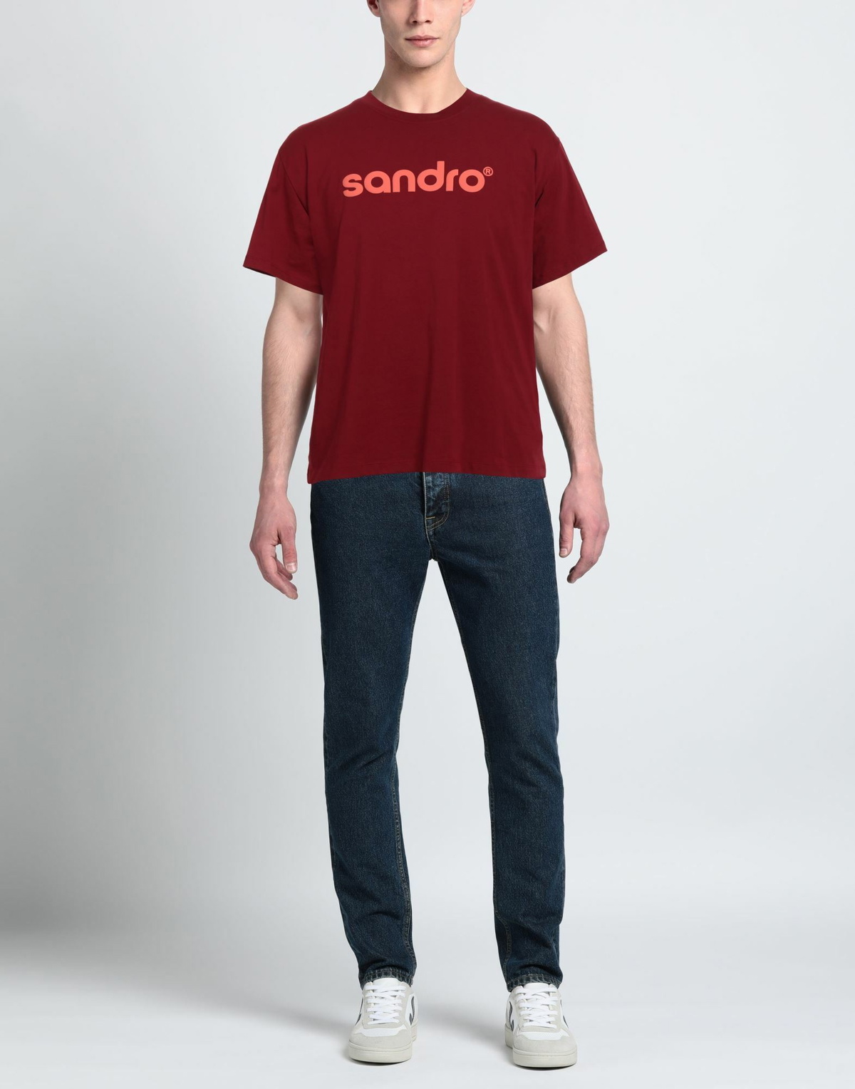 Sandro Mens T-shirt Burgundy