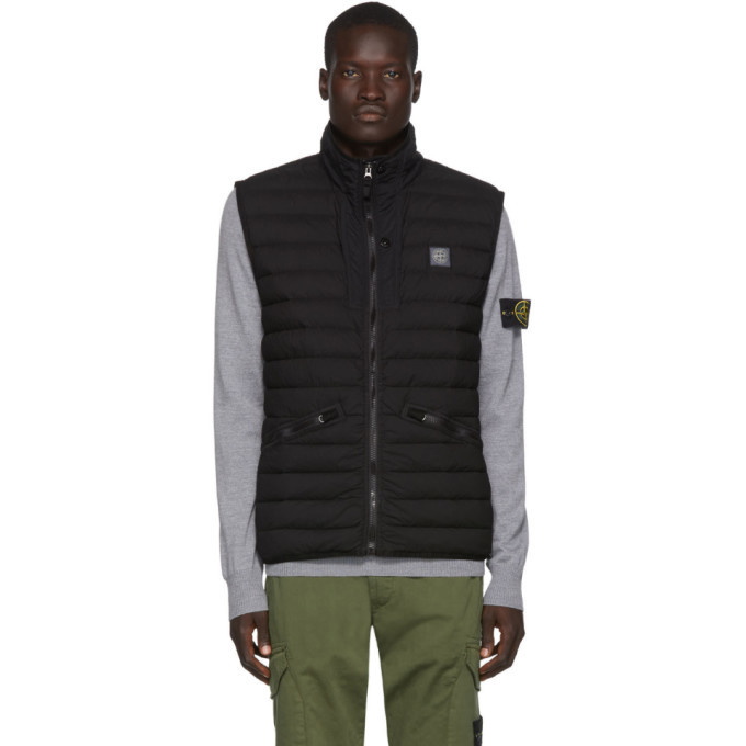 Photo: Stone Island Black Real Down Zip-Up Vest