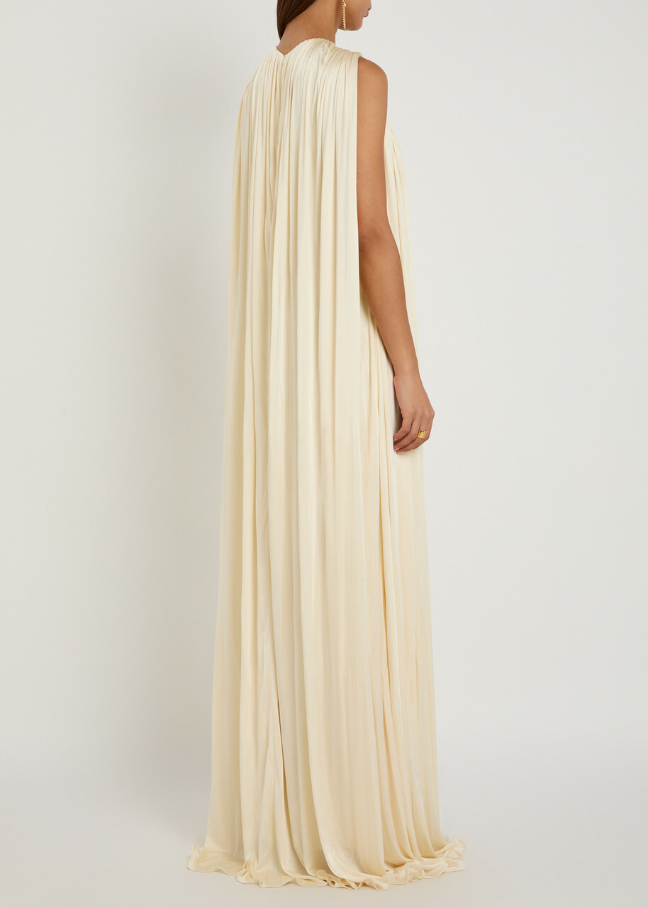 Petar Petrov Draped Gathered Stretch-jersey Gown Off White