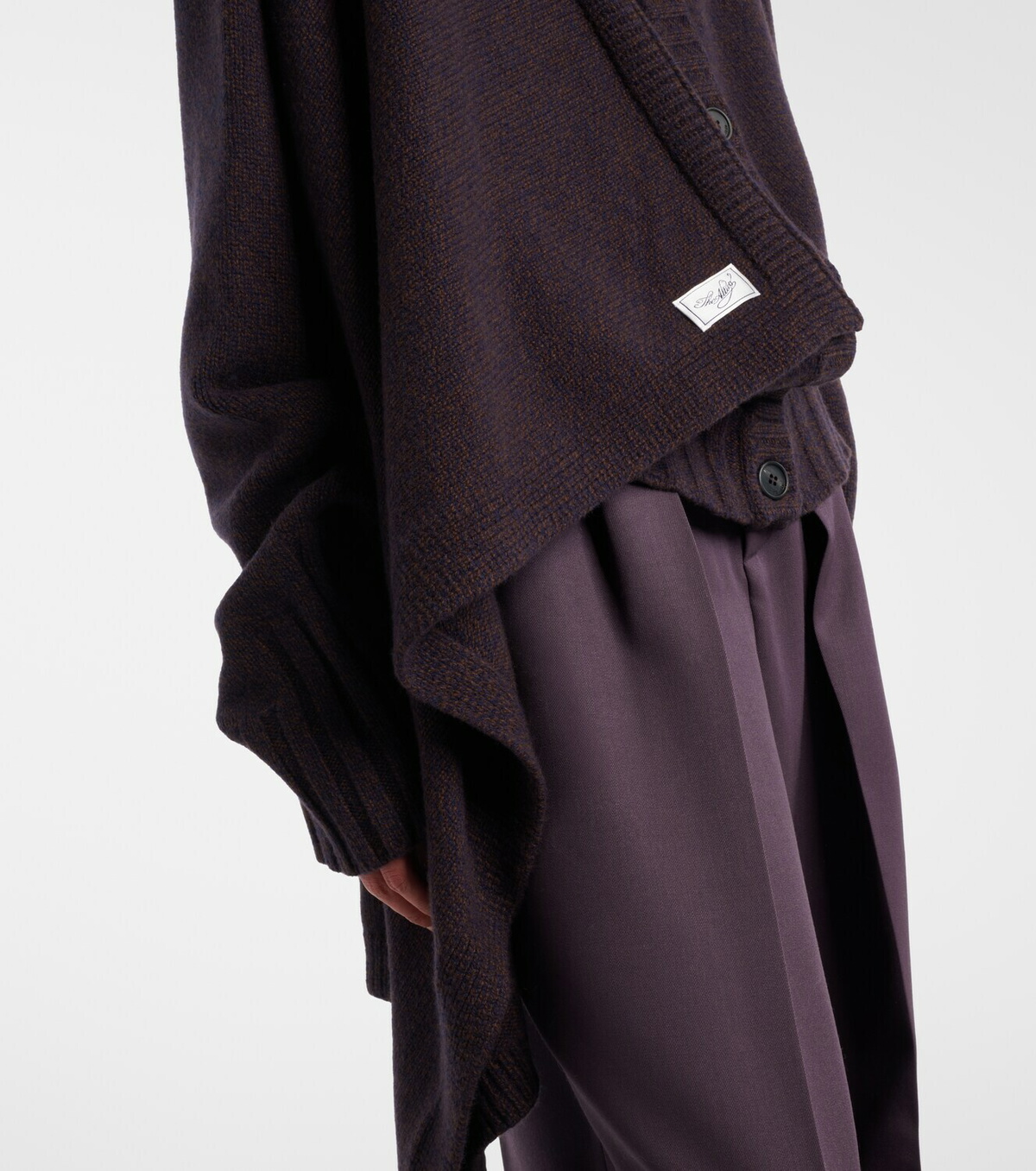 The Attico Scarf-detail wool and cashmere cardigan