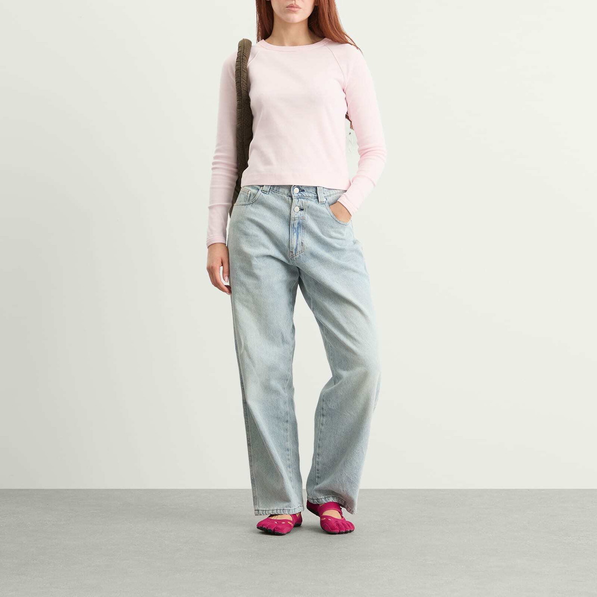 Fruity Booty Women's Round Neck Long Sleeve Top in Pink