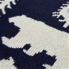 Beams Plus Men's Intarsia Crew Knit in Navy Bear Print