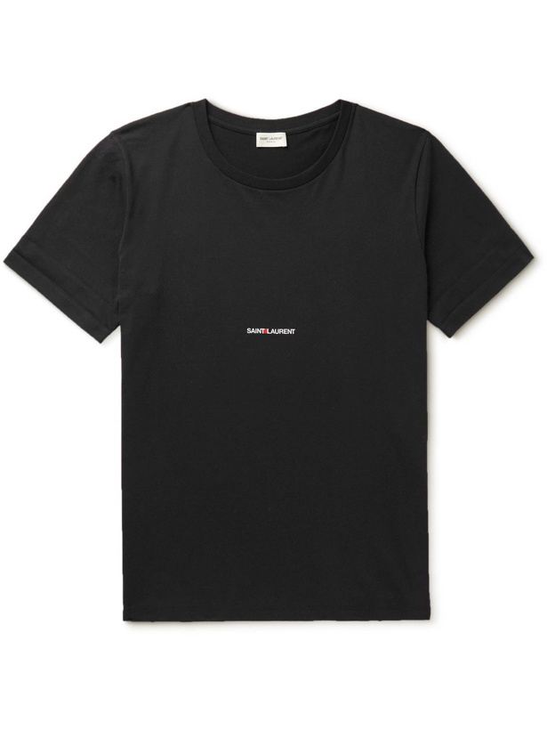 Photo: SAINT LAURENT - Logo-Print Cotton-Jersey T-Shirt - Black
