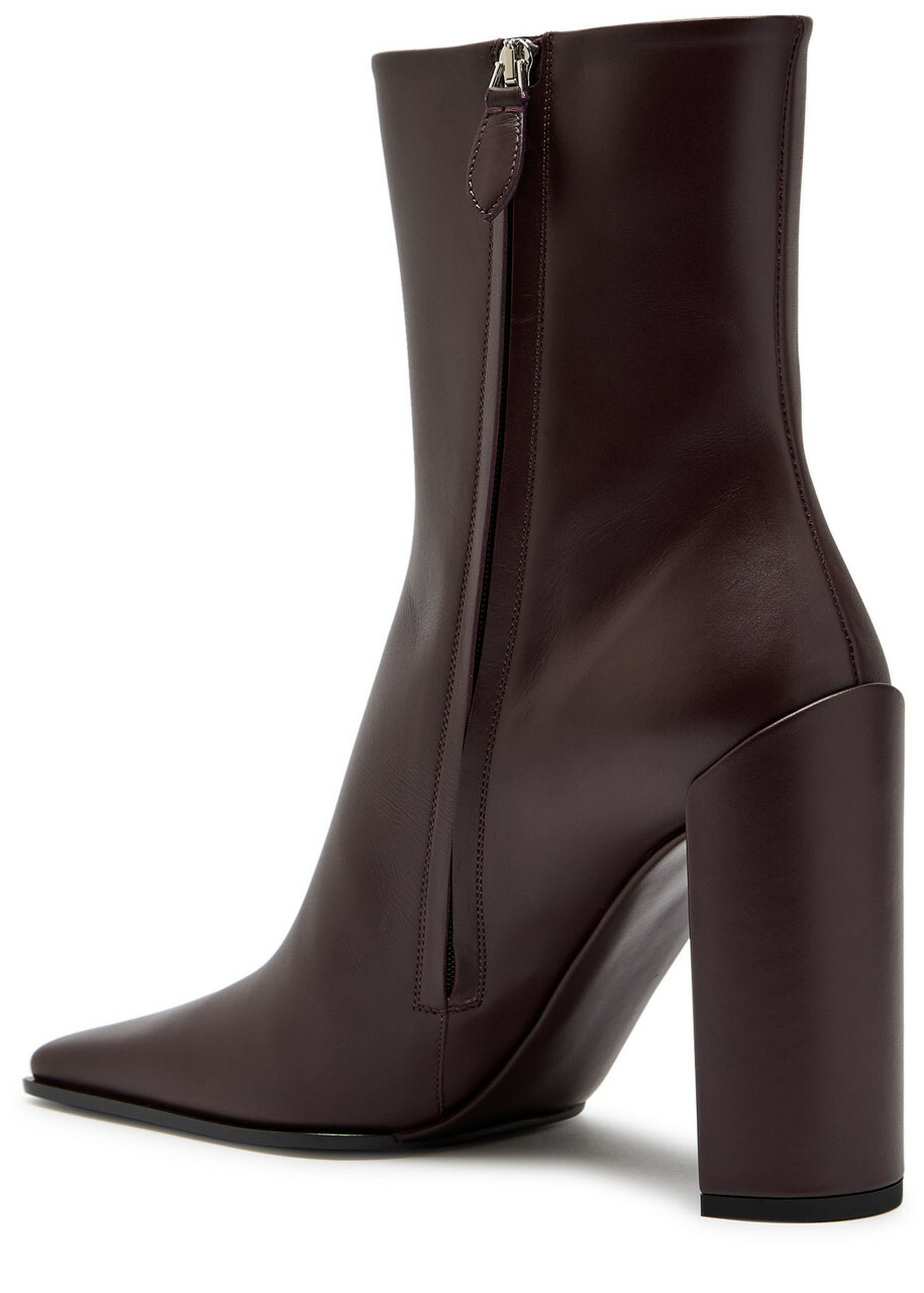 Alaïa Square toe Leather Ankle Boots Brown