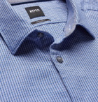 HUGO BOSS - Lucas Micro-Checked Cotton Shirt - Blue