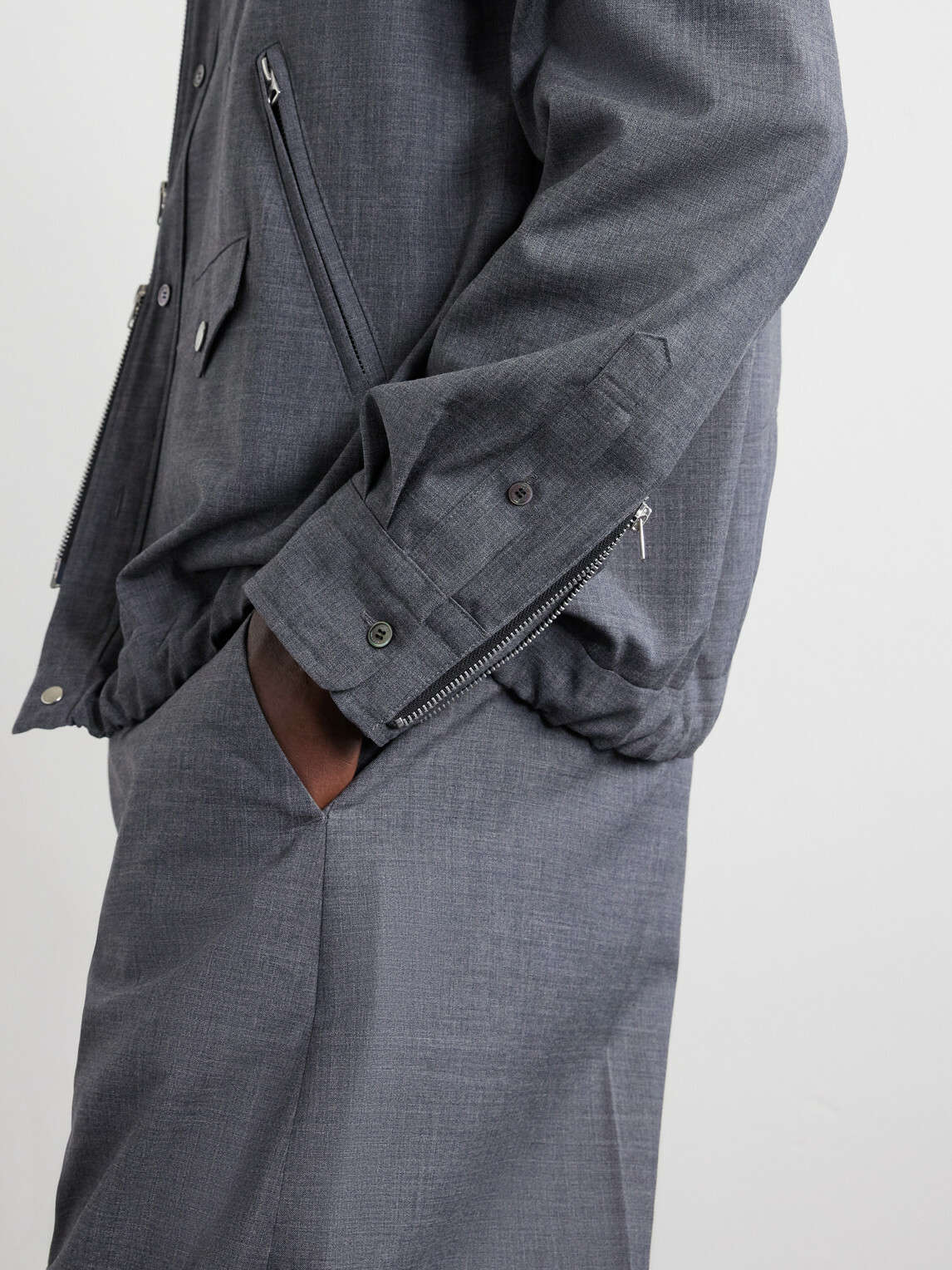 Sacai - Woven Blouson Jacket - Gray Sacai