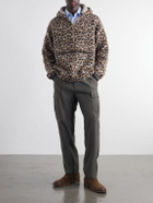 KAPITAL - Hooded Leopard-Jacquard Half-Zip Sweater - Neutrals