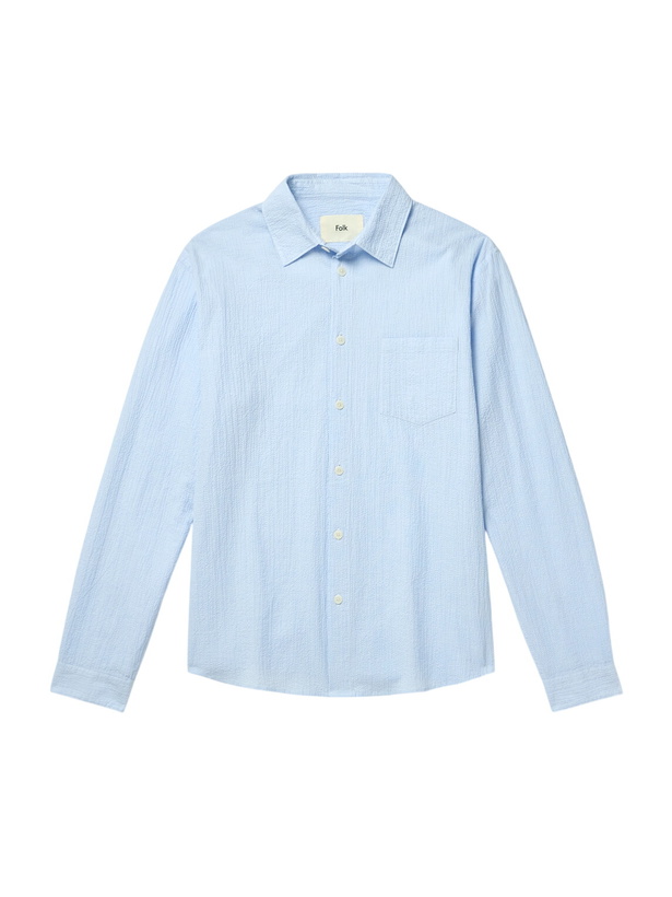 Photo: Folk - Textured Cotton-Blend Shirt - Blue