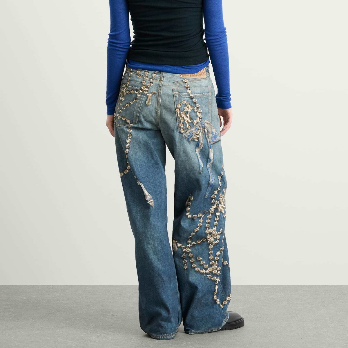 Acne Studios Women's Jewellery Printed Jeans in Mid Blue