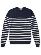 JOHN SMEDLEY - John Slim-Fit Striped Merino Wool Sweater - Blue