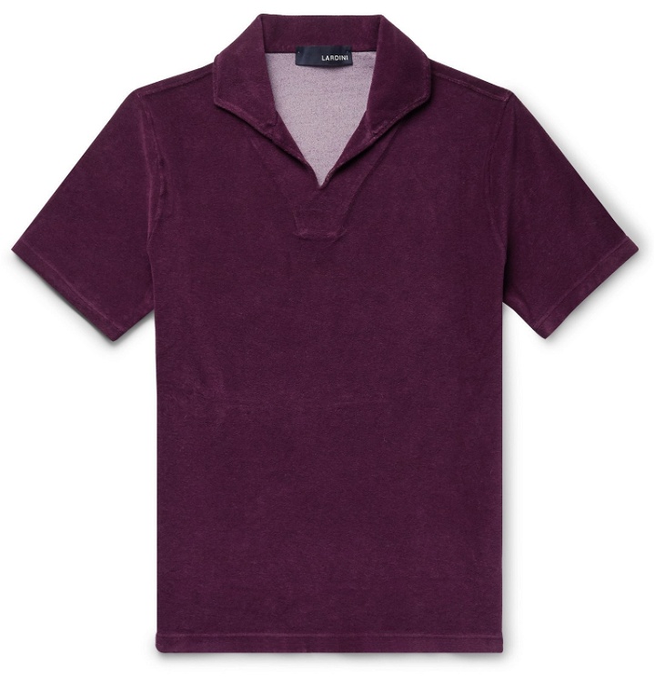Photo: Lardini - Slim-Fit Cotton-Blend Terry Polo Shirt - Purple