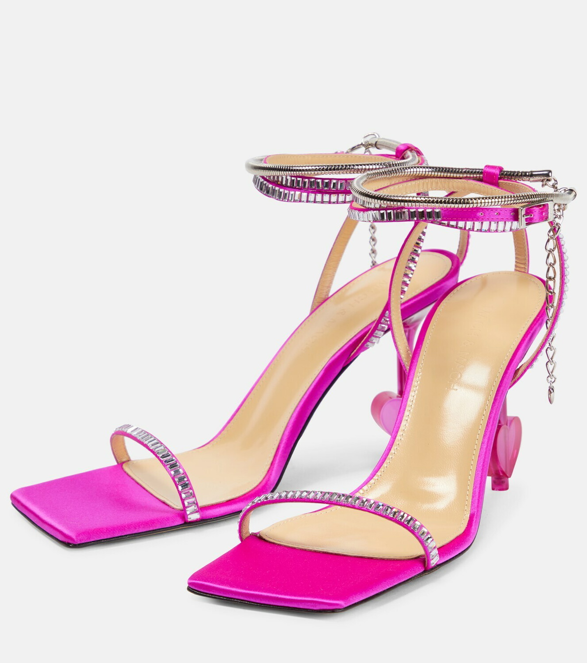 Mach & Mach - Heart embellished satin sandals MACH & MACH