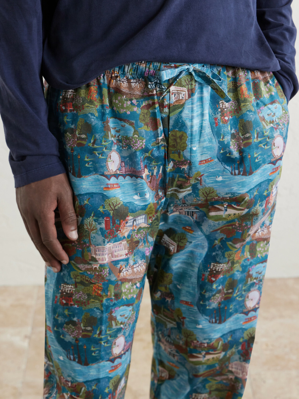 Derek Rose - Ledbury 100 Printed Cotton Pyjama Trousers - Blue
