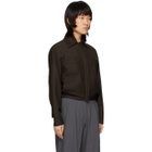 Eftychia Brown Standing Placket Harrington Jacket