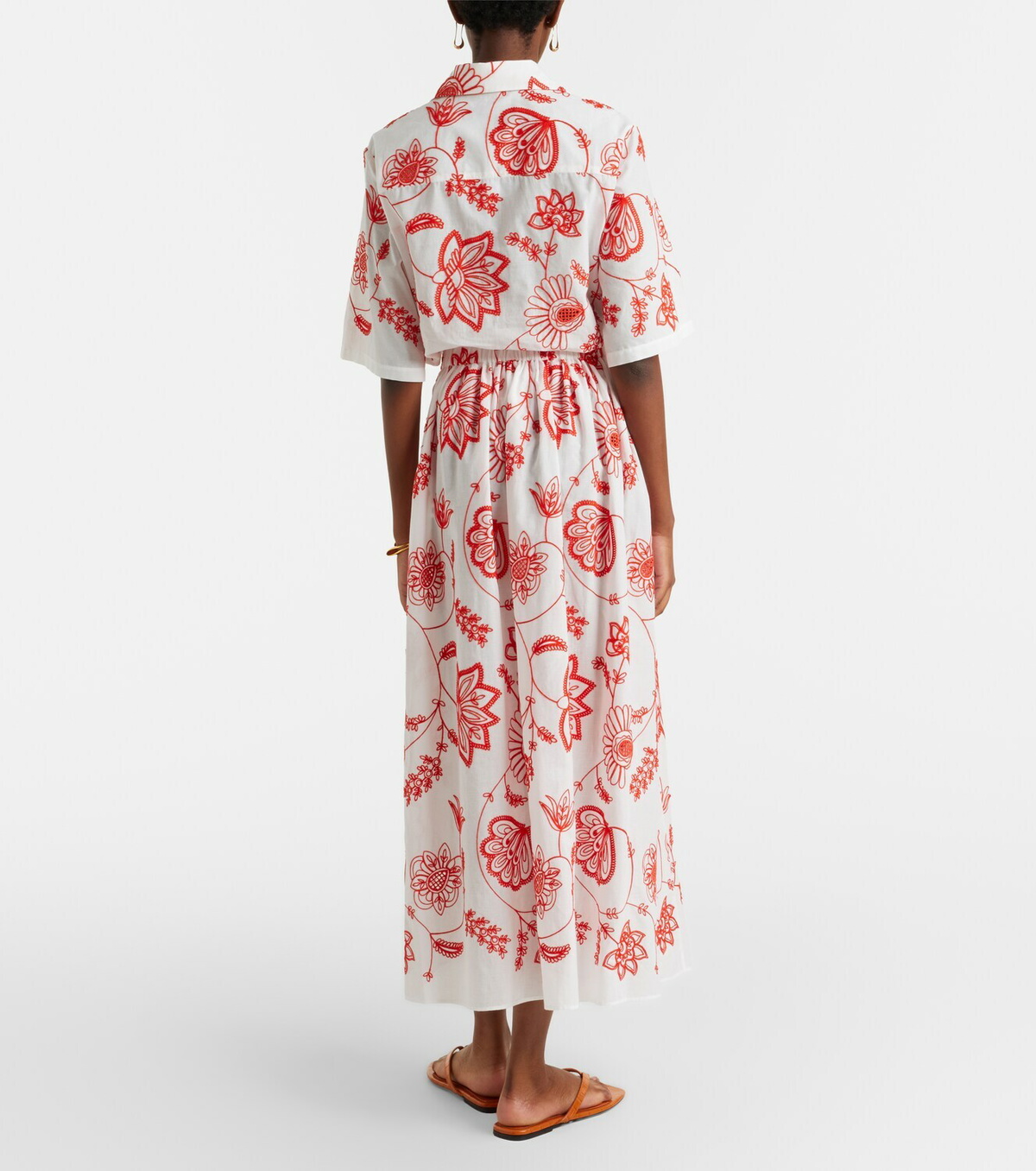Eres Calie embroidered cotton-blend midi skirt