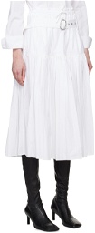 Jil Sander White Pleated Midi Skirt