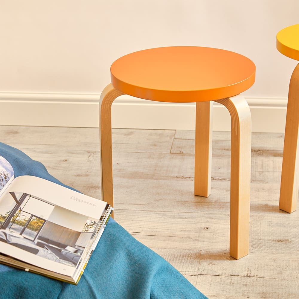 Artek Alvar Aalto 1933 Stool 60 in Lacquered Orange